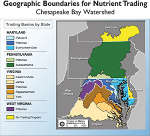 Geographic boundaries for nutrient trading excerpted from a figure from the World Resources Institute